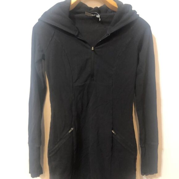 Athleta Black Hooded Active Pull Over (XXS) - Picture 3 of 6